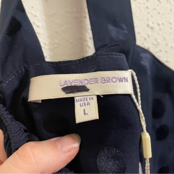 Lavender Brown Polka Dot Cropped Top - Navy Blue - Size L - NWT - Picture 5 of 12